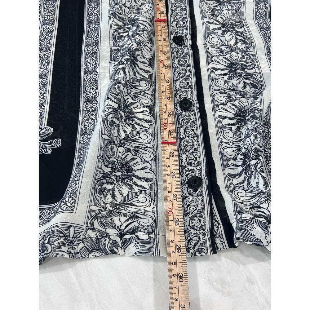Maggie Barnes paisley black and white print button-up shirt, size 2X - Picture 8 of 8